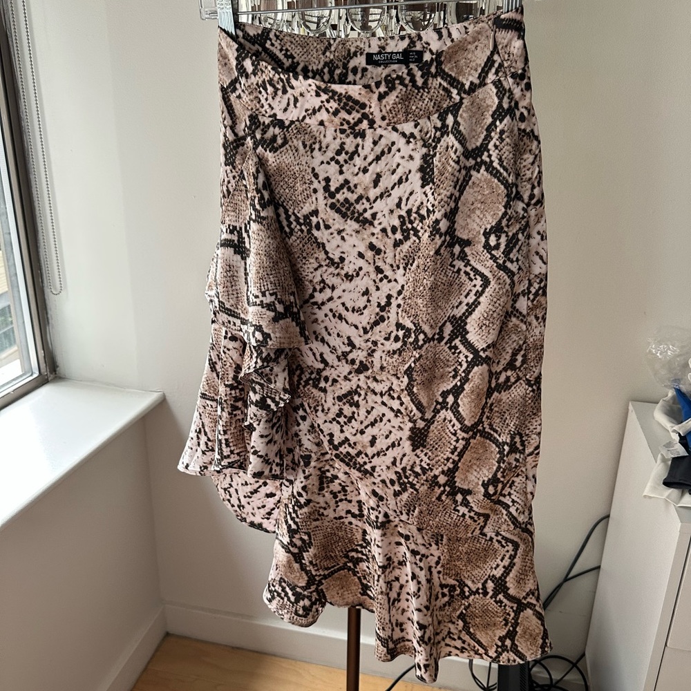 Nasty Gal Snake Print Midi Skirt With Side Slit